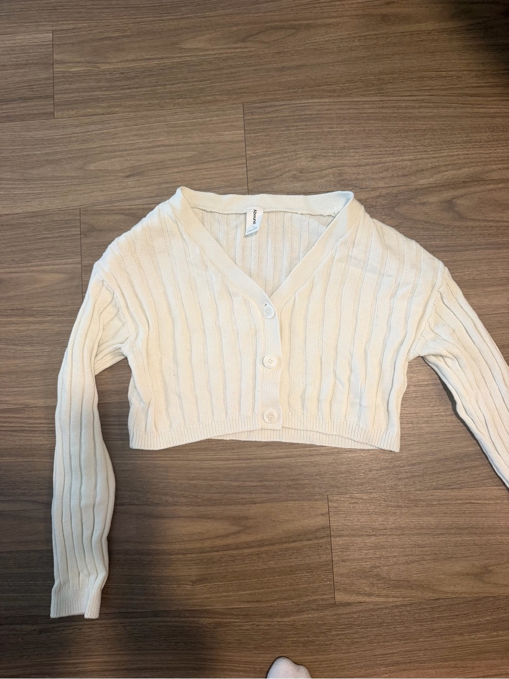 Abound Cream Cropped Ribbed V-Neck Cardigan
